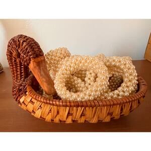 Vintage Duck Wicker Basket Woven Rattatan French Country Kitchen Bathroom Decor